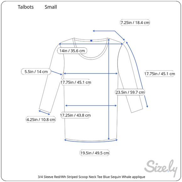 Talbots 3/4 Sleeve Red White Striped Scoop Neck Cotton Tee Blue Sequin Whale Acc - Picture 6 of 6